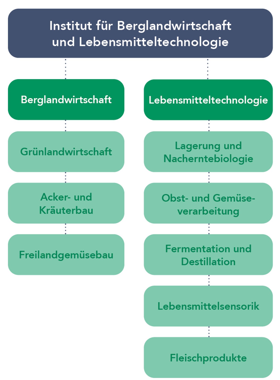 Organigramm Institut fuer Berglandwirtschaft und Lebensmitteltechnologie 2023